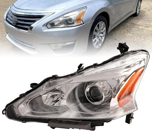 مجموعة المصابيح الأمامية PENSUN متوافقة مع Nissan Altima Sedan 4-Door 2013 2014 2015 مصباح أمامي لجهاز العرض من الكروم عدسة شفافة (جانب السائق) in Kuwait
