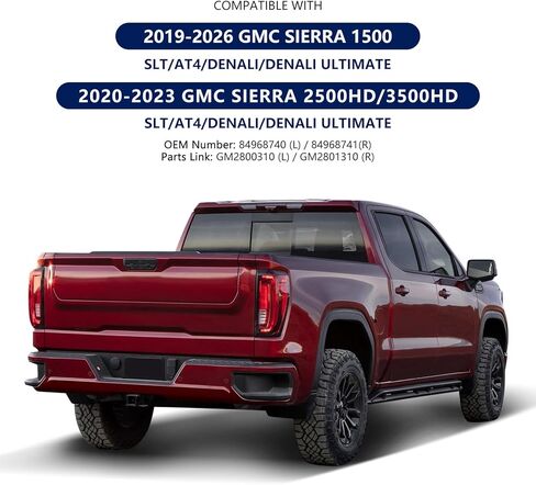 مصابيح خلفية LED متوافقة مع 2019-2026 GMC Sierra 1500 2020-2023 Sierra 2500HD/ 3500HD الخلفية الفرامل الخلفية OE Fit Tail Light Assembly GM2801310 84565922 84968741 (جانب الركاب الأيمن LED) in Kuwait