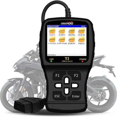 T2 Motorcycle Scanner, OBD2 Motorcycle Scan Tool, Euro 5 3.5'' LCD Motorbike Diagnostic Tool, Code Reader with ECU Scan, Service Reset for Harley Indian Honda Yamaha Kawasaki Suzuki in Saudi Arabia