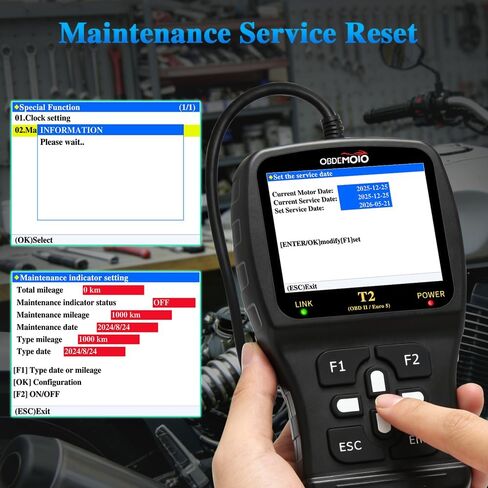 T2 Motorcycle Scanner, OBD2 Motorcycle Scan Tool, Euro 5 3.5'' LCD Motorbike Diagnostic Tool, Code Reader with ECU Scan, Service Reset for Harley Indian Honda Yamaha Kawasaki Suzuki in Saudi Arabia