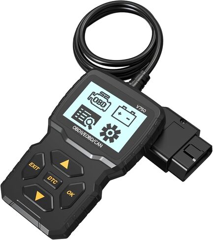 أداة تشخيص الماسح الضوئي التلقائي V750 OBDII للسيارات 12 فولت، فحص قارئ رمز خطأ ضوء المحرك، ماسح ضوئي CAN EOBD لأداة مسح المركبات لعام 1996+ in Kuwait