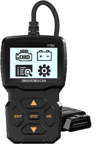 أداة تشخيص الماسح الضوئي التلقائي V750 OBDII للسيارات 12 فولت، فحص قارئ رمز خطأ ضوء المحرك، ماسح ضوئي CAN EOBD لأداة مسح المركبات لعام 1996+ in Kuwait
