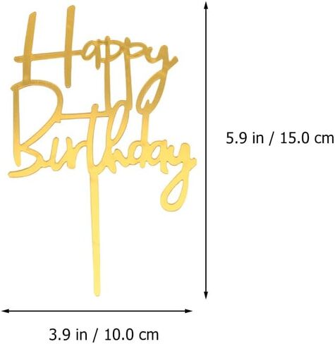 Amosfun 60Pcs Happy Birthday Acrylic Cake Toppers Gold Picks for Cupcake and Cake Decoration Party Supplies in Kuwait
