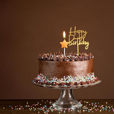 Amosfun 60Pcs Happy Birthday Acrylic Cake Toppers Gold Picks for Cupcake and Cake Decoration Party Supplies in Kuwait