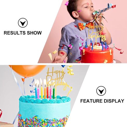 Amosfun 60Pcs Happy Birthday Acrylic Cake Toppers Gold Picks for Cupcake and Cake Decoration Party Supplies in Kuwait
