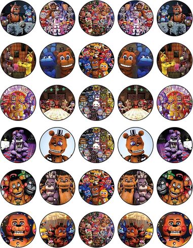 30x Five Nights At Fredy's Cupcake Toppers – Edible Happy Birthday Décor, Wafer Sheet Cake Decorating in Kuwait