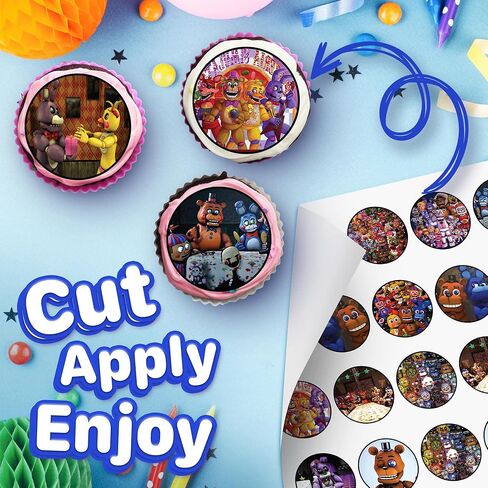 30x Five Nights At Fredy's Cupcake Toppers – Edible Happy Birthday Décor, Wafer Sheet Cake Decorating in Kuwait