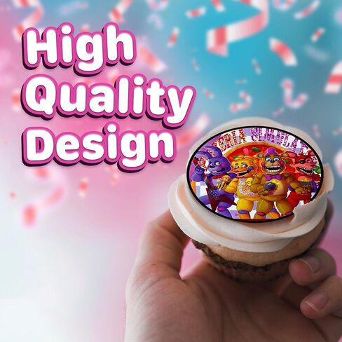 30x Five Nights At Fredy's Cupcake Toppers – Edible Happy Birthday Décor, Wafer Sheet Cake Decorating in Kuwait
