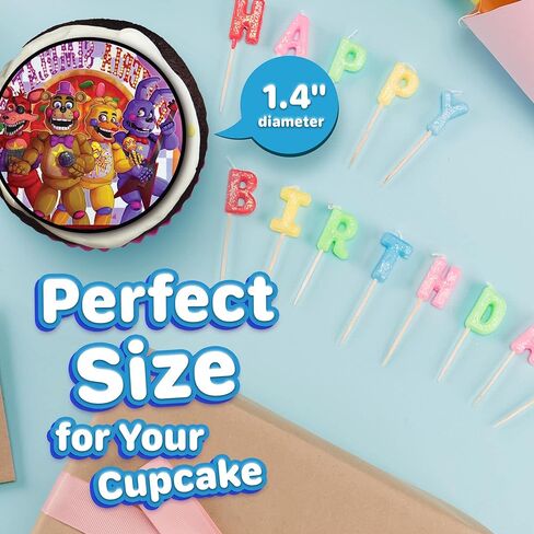 30x Five Nights At Fredy's Cupcake Toppers – Edible Happy Birthday Décor, Wafer Sheet Cake Decorating in Kuwait