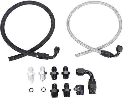6AN Power Steering Pump Hose Kit 25Inch Leak-Proof High/Low Pressure Line Compatible with Chevy C10 LS Swap & GM Type II Power Steering Pump in Saudi Arabia