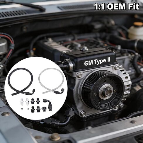 6AN Power Steering Pump Hose Kit 25Inch Leak-Proof High/Low Pressure Line Compatible with Chevy C10 LS Swap & GM Type II Power Steering Pump in Saudi Arabia