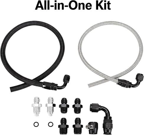 6AN Power Steering Pump Hose Kit 25Inch Leak-Proof High/Low Pressure Line Compatible with Chevy C10 LS Swap & GM Type II Power Steering Pump in Saudi Arabia