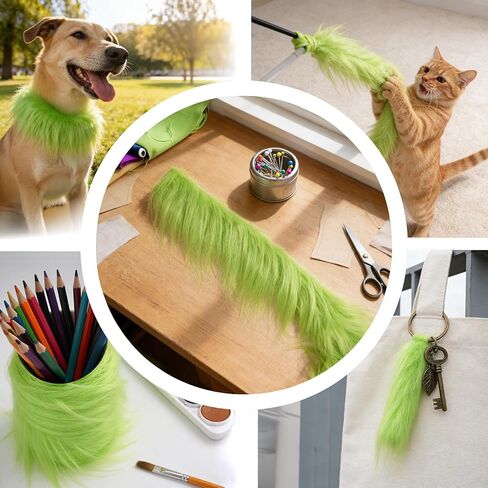 Green Faux Fur Fabric Trim,2X81 Inch Furry Fake Fur Ribbon Fuzzy Fabric Roll for Crafts, Green in Saudi Arabia
