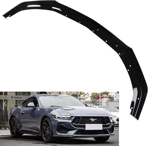 MUCO New 3Pcs Front Bumper Lip Compatible with Ford Mustang S650 GT 2024 2025 Gloss Black Front Lip Spoiler ABS Plastic in Kuwait