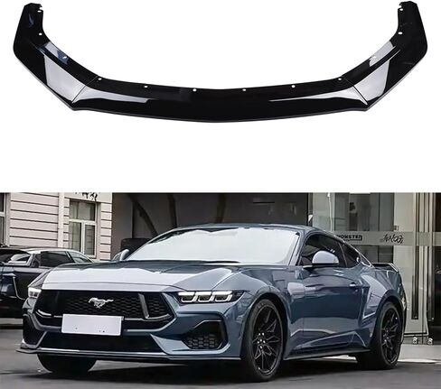 MUCO New 3Pcs Front Bumper Lip Compatible with Ford Mustang S650 GT 2024 2025 Gloss Black Front Lip Spoiler ABS Plastic in Kuwait