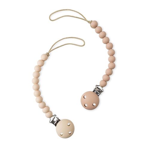 Comfy Cubs Pacifier Clips 2 Pack - 100% Food Grade Silicone Baby Pacifier Clips - CPSIA Certified, Lightweight and Flexible Baby Gifts - Beige & Light Beige in Kuwait