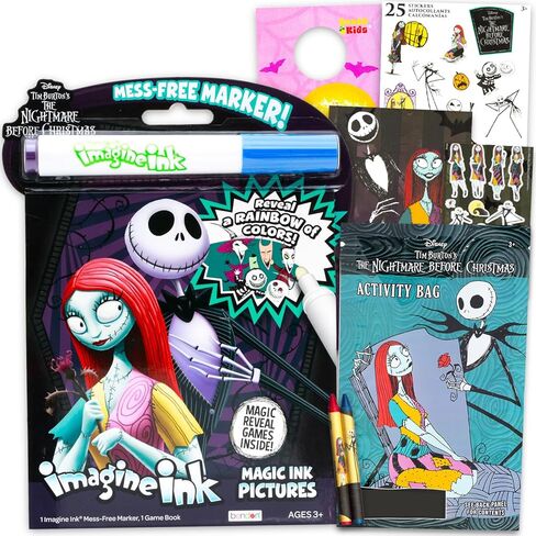 مجموعة كتب تلوين Nightmare Before Christmas Imagine Ink - حزمة مع كتاب تلوين خالٍ من الفوضى، وصفحات أنشطة، وحزمة لعب صغيرة، والمزيد | مجموعة أنشطة كابوس قبل عيد الميلاد للأطفال in Kuwait