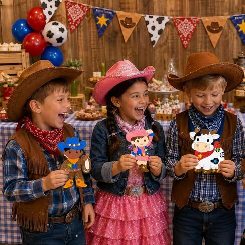 GEECOZYLIFE Western Cowboy & Cowgirl Party Favors for Kids - 12 Pack Individually Wrapped Paint Your Own Wooden Wild West Magnets - Birthday Party Supplies, Classroom Activities, Goodie Bag Stuffers in Saudi Arabia