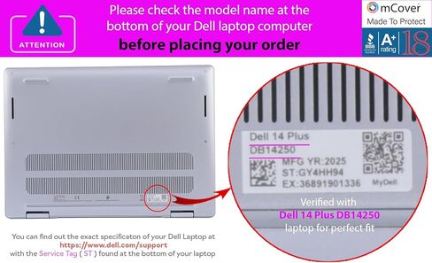 mCover Case ONLY Compatible for 2025+ 14" Dell 14 Plus DB14250 / DB14255 Clamshell Windows Notebook PC (NOT Fitting Any Other Dell Models)- Clear in Kuwait