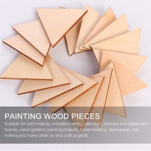 Unfinished Triangle Wood Pieces, 60Pcs Natural Unfinished Triangles Wood Cutout for Crafts, DIY Supplies, Wedding, Valentine’s Day in Kuwait