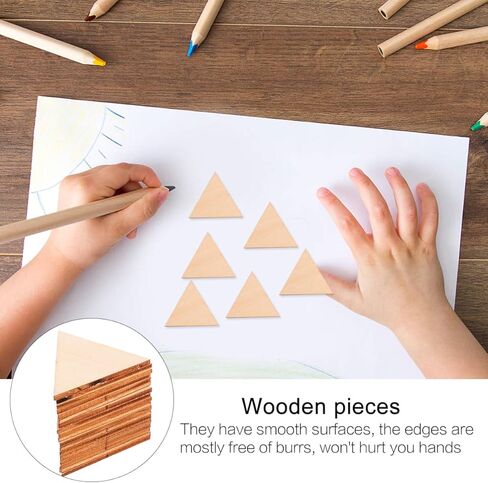Unfinished Triangle Wood Pieces, 60Pcs Natural Unfinished Triangles Wood Cutout for Crafts, DIY Supplies, Wedding, Valentine’s Day in Kuwait
