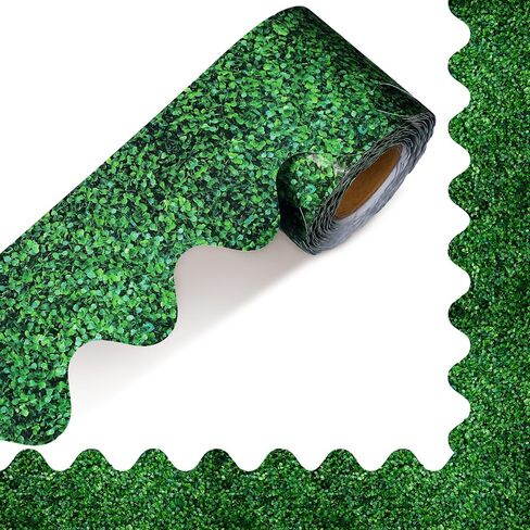 Fullhawl 66 Feet Boxwood Scalloped Bulletin Board Borders Green Boxwood Pattern Rolled Border Trim No Adhesive Backing 80mm Width Classroom Home Office Decor for Bulletin Board Chalkboard Wall in Kuwait