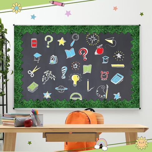 Fullhawl 66 Feet Boxwood Scalloped Bulletin Board Borders Green Boxwood Pattern Rolled Border Trim No Adhesive Backing 80mm Width Classroom Home Office Decor for Bulletin Board Chalkboard Wall in Kuwait