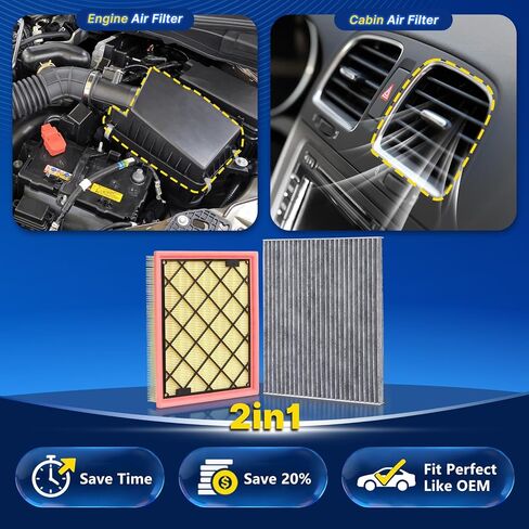 Cabin Engine Air Filter Kit for Nautilus 2019-2023, MKX 2016-2018, Continental 2017-2020, Fusion 2013-2020, Edge 2015-2024, Lincoln MKZ 2013-2020 in Saudi Arabia