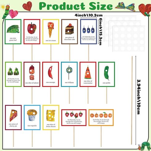 99Pcs Hungry Caterpillar Food Tags Theme Cupcake Food Tags Sets Food Labels Birthday School Party Decor Kids Snack Labels Baby Shower Supplies Toddler Kitchen Organizers Classroom Food Markers in Saudi Arabia