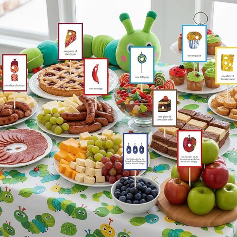 99Pcs Hungry Caterpillar Food Tags Theme Cupcake Food Tags Sets Food Labels Birthday School Party Decor Kids Snack Labels Baby Shower Supplies Toddler Kitchen Organizers Classroom Food Markers in Saudi Arabia