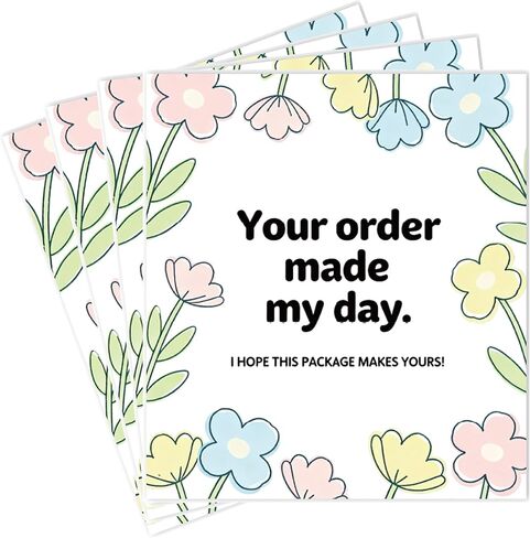 160Pcs Thank You Cards Small Business, Floral Design Packaging Supplies Your Order Made My Day for Business Owners, Shop, Online Retailers,3"x3.5" in Saudi Arabia