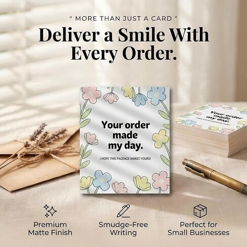 160Pcs Thank You Cards Small Business, Floral Design Packaging Supplies Your Order Made My Day for Business Owners, Shop, Online Retailers,3"x3.5" in Saudi Arabia