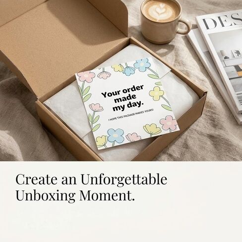 160Pcs Thank You Cards Small Business, Floral Design Packaging Supplies Your Order Made My Day for Business Owners, Shop, Online Retailers,3"x3.5" in Saudi Arabia