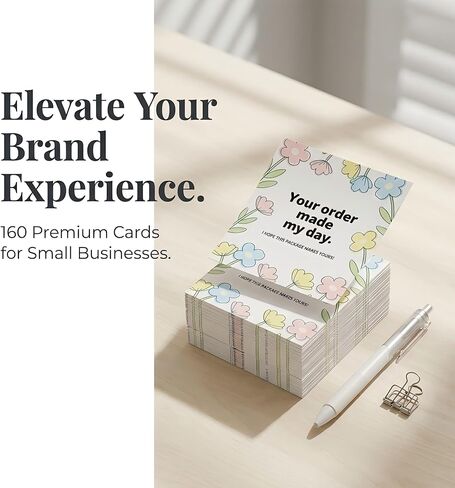 160Pcs Thank You Cards Small Business, Floral Design Packaging Supplies Your Order Made My Day for Business Owners, Shop, Online Retailers,3"x3.5" in Saudi Arabia