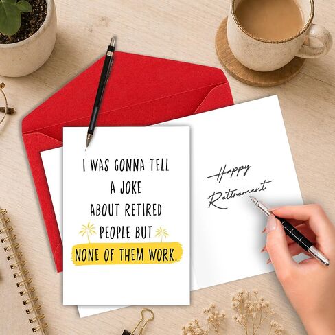 Retirement Cards Funny Gifts - Joke About Retired People But None of Them Work Funny Retirement Greeting Cards - Coworker Leaving Card for Friends Boss in Saudi Arabia