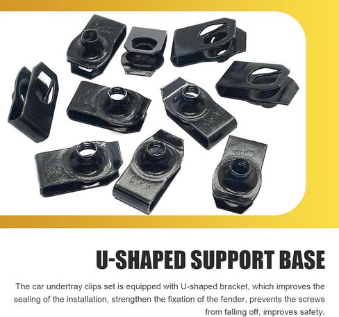 100 PCS Car Screws and Bolts Kit, Undertray Screw, Auto Body Fender Screws, Car Splash Guard Fixing Clip & Universal U-Nuts Kit, Universal for Most Cars, Trucks, SUVs (Black) in Kuwait
