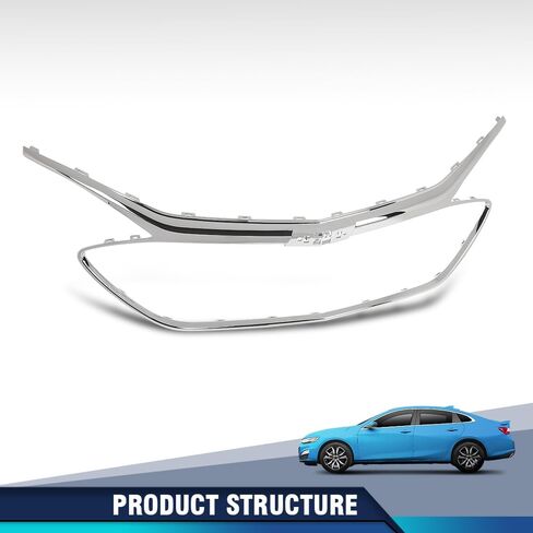 PIT66 Front Chrome Grille Trim Compatible with Chevy Malibu 2019 2020 2021 2022 84473374, GM1202106, 17091064, 84473374-PFM Chrome Grill in Kuwait