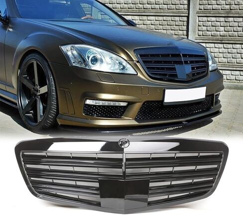 شواية أمامية طراز PENSUN AMG تناسب 2010-2013 مرسيدس بنز S-Class W221 S350 S400 S450 S500 S550 S600 S63 S65، أسود لامع in Kuwait