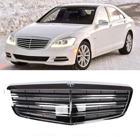 شواية أمامية طراز PENSUN AMG تناسب 2010-2013 مرسيدس بنز S-Class W221 S350 S400 S450 S500 S550 S600 S63 S65، أسود لامع in Kuwait