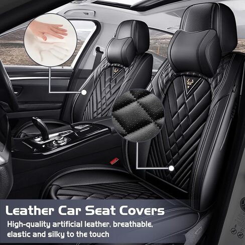 Car Seat Covers for Chevy Suburban 2000-2026, Waterproof Nappa Leather Front Seat Cover with Headrests, Anti-Slip and Comfortable Automotive Seat Protector&Accessories(Black) in Saudi Arabia