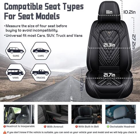 Car Seat Covers for Chevy Suburban 2000-2026, Waterproof Nappa Leather Front Seat Cover with Headrests, Anti-Slip and Comfortable Automotive Seat Protector&Accessories(Black) in Saudi Arabia