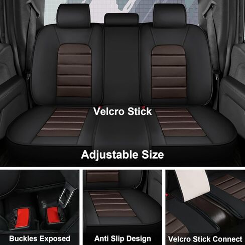 Full Set Seat Covers for GMC Sierra 2500 2018, Premium Leather Waterproof Stain-Resistant with Storage Pockets, 5 Pieces Seat Protectors with Pillows (Black&Brown) in Saudi Arabia