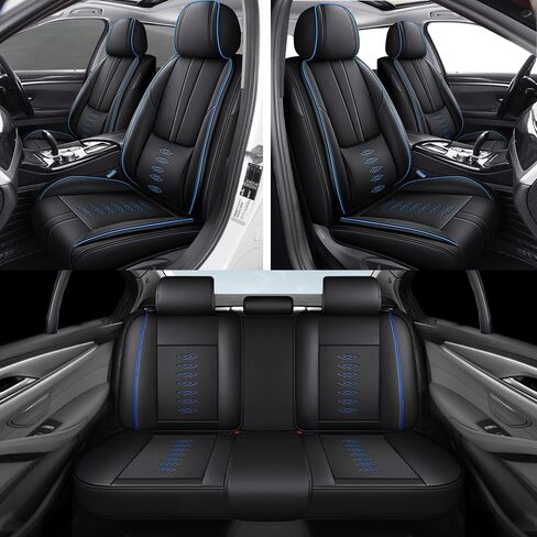 Car Seat Covers for Chevy Blazer EV 2024-2025,Waterproof Leather Seat Covers 5-Seats Standard,Interior Accessories with Airbag,Automobile Seat Cover Sets for Blazer EV(Black+Blue) in Saudi Arabia