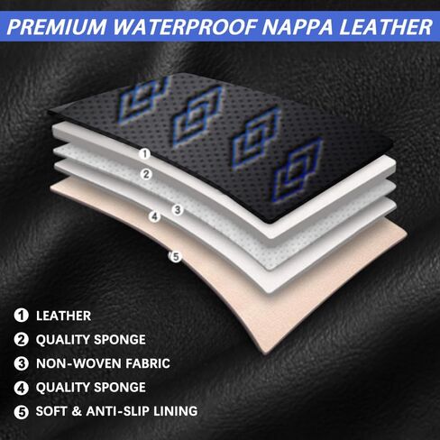 Car Seat Covers for Chevy Blazer EV 2024-2025,Waterproof Leather Seat Covers 5-Seats Standard,Interior Accessories with Airbag,Automobile Seat Cover Sets for Blazer EV(Black+Blue) in Saudi Arabia