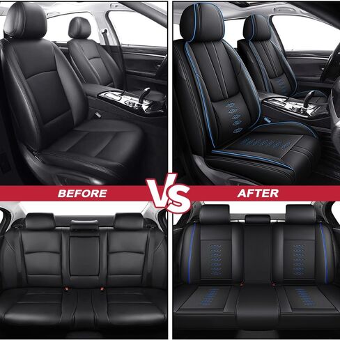 Car Seat Covers for Chevy Blazer EV 2024-2025,Waterproof Leather Seat Covers 5-Seats Standard,Interior Accessories with Airbag,Automobile Seat Cover Sets for Blazer EV(Black+Blue) in Saudi Arabia