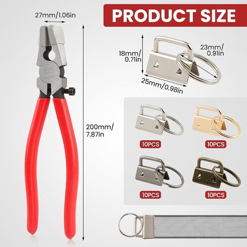 40Sets 1 inch Key Fob Hardware with Key Fob Pliers,1 Inch Lanyard Keychain Hardware, Glass Running Pliers Tools for Wristlet Keys Fobs/Keys Lanyards(Silver) in Saudi Arabia