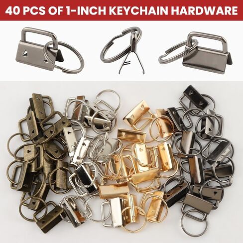 40Sets 1 inch Key Fob Hardware with Key Fob Pliers,1 Inch Lanyard Keychain Hardware, Glass Running Pliers Tools for Wristlet Keys Fobs/Keys Lanyards(Silver) in Saudi Arabia
