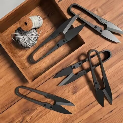 مقص خياط مكون من قطعتين من شفرات الفولاذ الكربوني ومقبض على شكل حرف U مقصات تطريز من الفولاذ المقاوم للصدأ لتعديلات الخياطة اليدوية، أسود in Kuwait