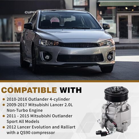 Air Conditioning AC Compressor Compatible with 2009-2015 Mitsubishi Lancer Outlander Outlander Sport Replaces 60-03149 NA AKS011H402AH 7813A197 in Saudi Arabia