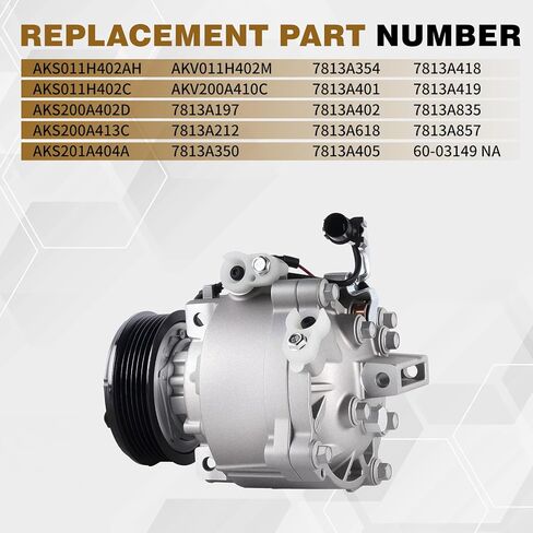 Air Conditioning AC Compressor Compatible with 2009-2015 Mitsubishi Lancer Outlander Outlander Sport Replaces 60-03149 NA AKS011H402AH 7813A197 in Saudi Arabia